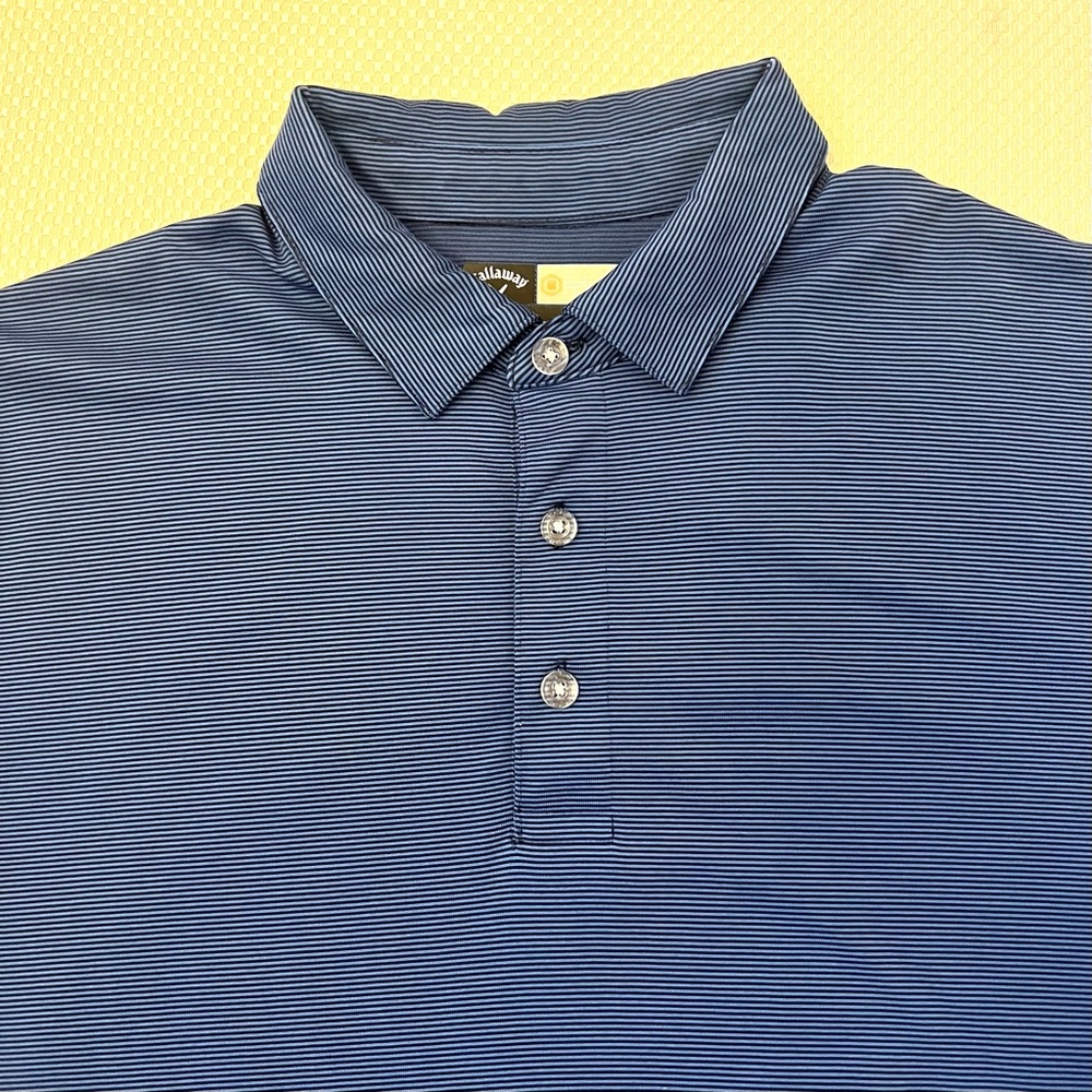 Callaway Opti-Dri Blue Black Striped Short Sleeve Polo B2/29 - Picture 2 of 9